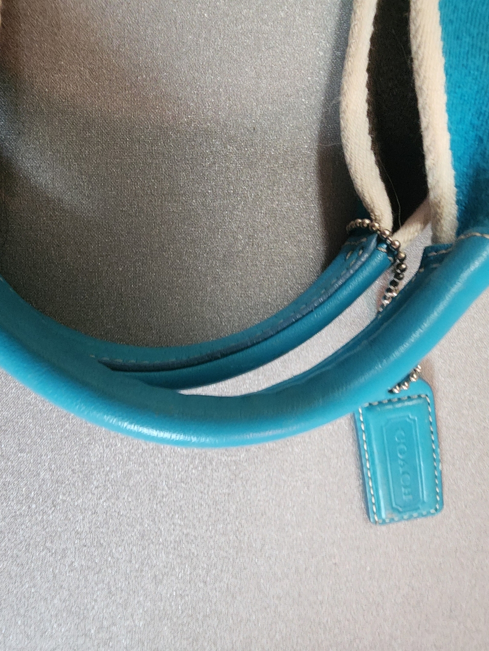 Coach Multicolor Canvas Tote with Turquoise Trim - Picture 11 of 11